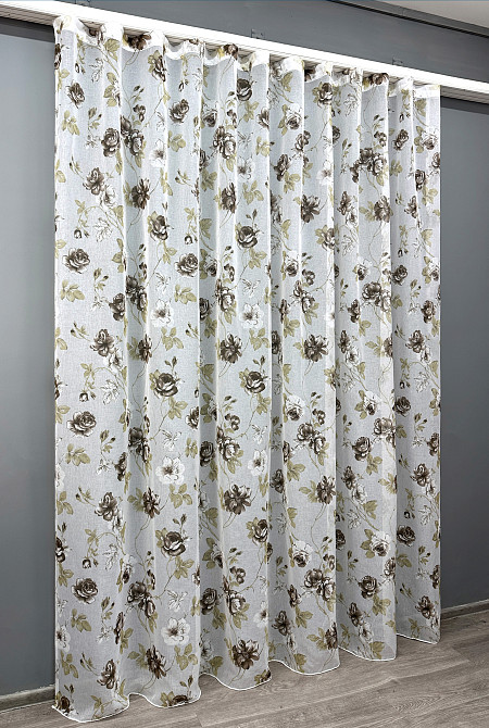 Тюль VR-Textil 1267т Flora Батист Белый с коричневым 400х270 см (42-1377) Киев - изображение 3