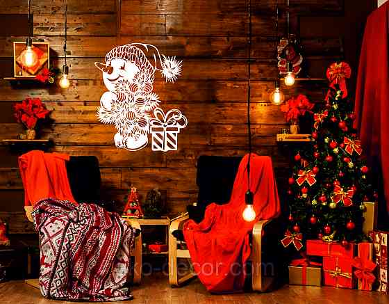 Декоративное настенное Панно «Снеговик», Декор на стену 90*76 см, Белый Киев