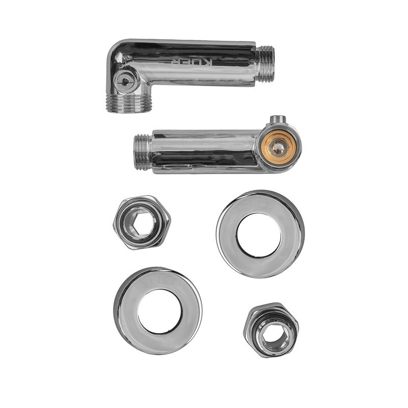 Комплект кранів для рушникосушки кутовий Koer KR.SET.550 - M1/2''xM1/2'' запірний, хромований (KR5840) Київ - фото 4