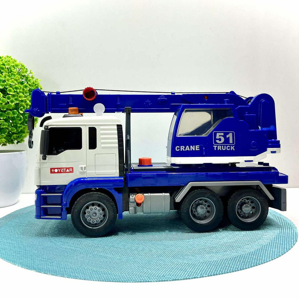 Спецтехніка Автокран інерція звуки підсвічування гумові шини рухомі елементи Синій (666-51T) Чернигов - изображение 3