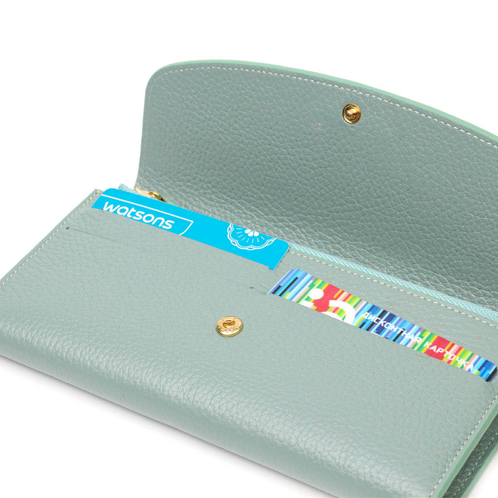 Превосходный женский кошелек с монетницей на молнии из натуральной кожи Tony Bellucci 21968 Серо-зеленый Киев - изображение 9