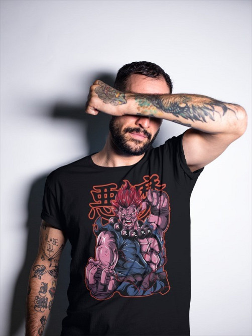 Футболка з аніме принтом Акума Гоукі Карате Стреет оверсайз (S/M/L) Чорний AnimeJ0217 Дніпро - фото 2