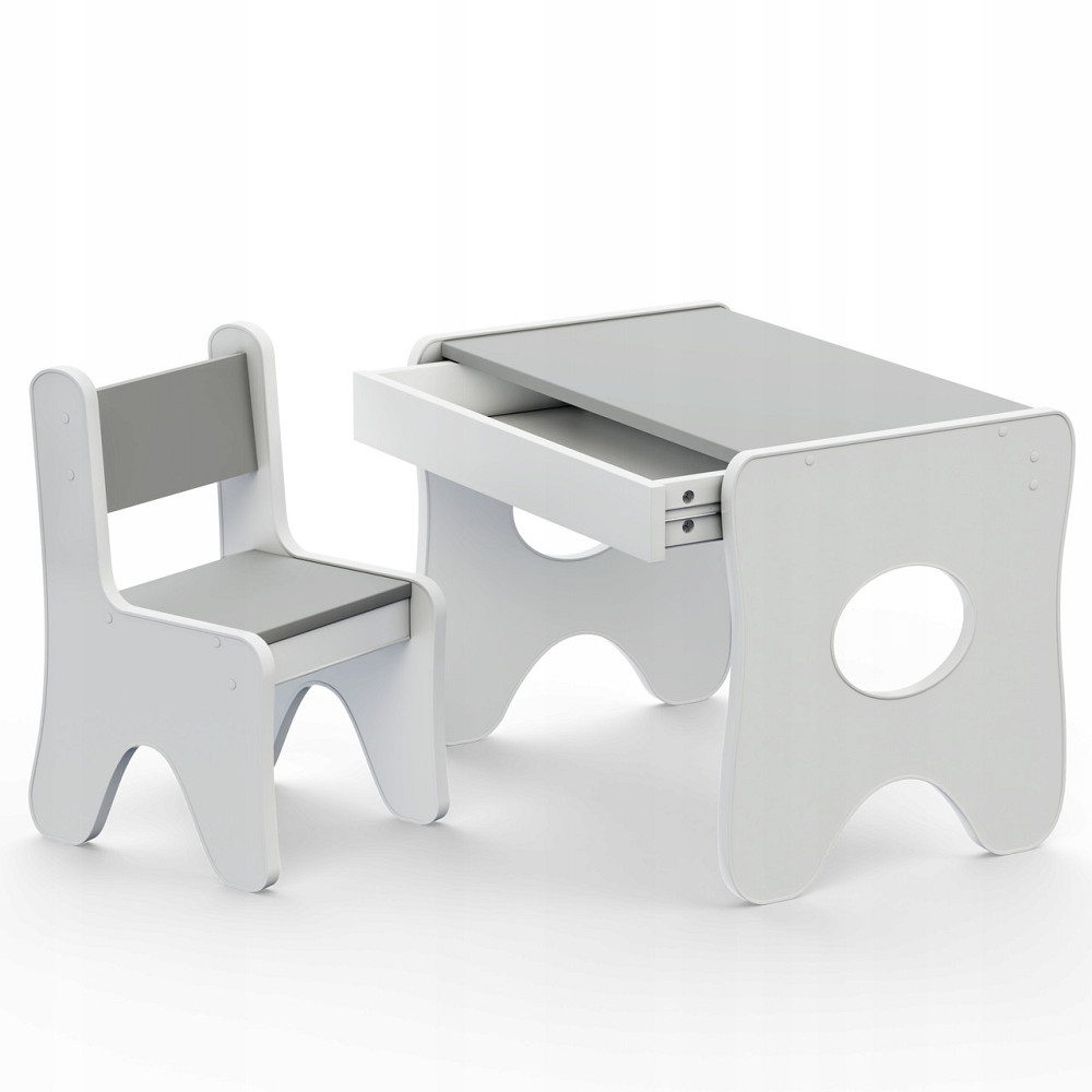 Удобный столик в детскую комнату 70×45×51, детский игральный стол с ящиком, белый с серым Каменское - изображение 2