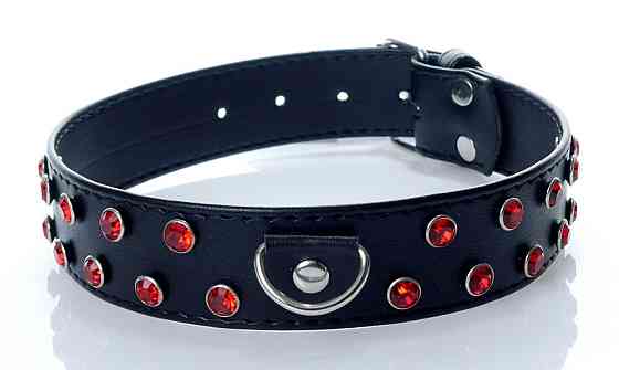 Нашийник зі штучної шкіри з кристалами Fetish Boss Series - Collar Red Crystal, BS3300122 Sex Aura Київ
