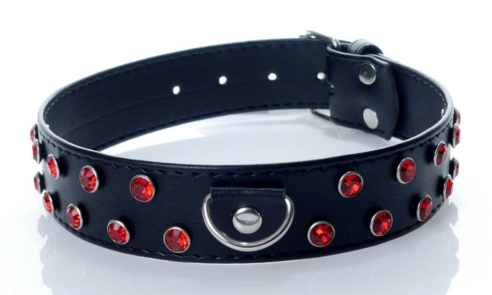 Нашийник зі штучної шкіри з кристалами Fetish Boss Series - Collar Red Crystal, BS3300122 Sex Aura Київ - фото 1