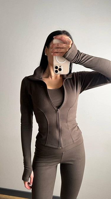 Жіночий термо костюм-трійка: кофта топ і лосини трикотаж пума Шоколадний, 44/46 Одеса - фото 5