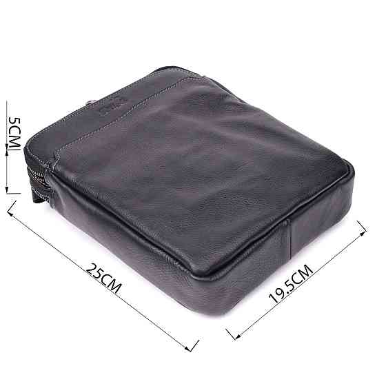 Стильна чоловіча сумка через плече з дрібнозернистої шкіри Shvigel 20869_1 Чорний Київ