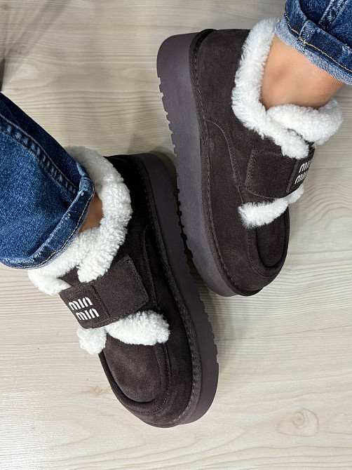 Ботинки женские Hengji 720-6 угги замшевые на меху с липучкой коричневые, 37, 23,5 см Киев - изображение 14