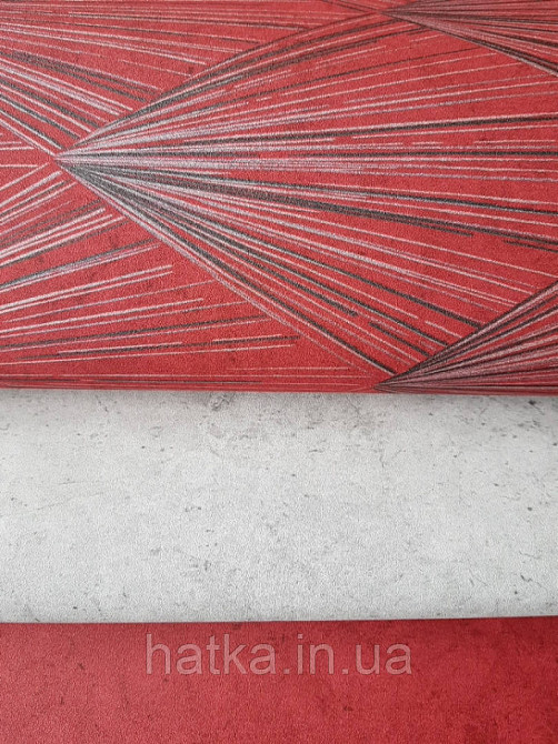 Шпалери вінілові на флізелін AS creation Metropolitan II геометрія сріблясті промені смуги на бордовому 3д Київ - фото 2