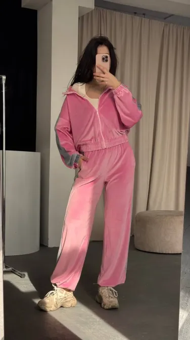 Женский велюровый костюм 2-ка - регулируемые брюки (джоггеры/палаццо) Одесса - изображение 4