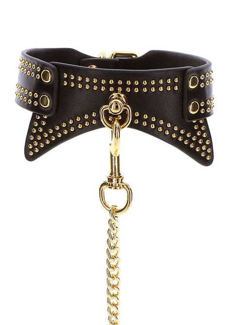 Нашийник із заклепками та повідцем Taboom Vogue Studded Collar and Leash, веганська шкіра, чорний Sex Aura Київ - фото 7