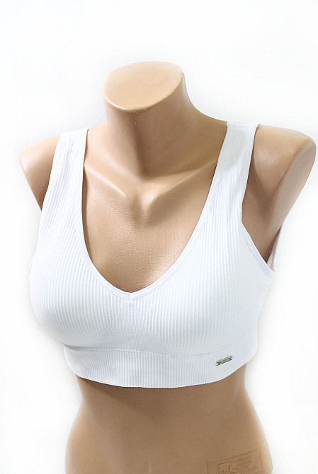 Топ бюстгальтер рубчик з широкою гумкою Білий 3XL/4XL Харків - фото 1