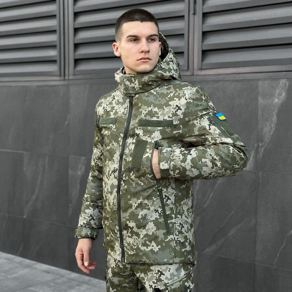 Мужская зимняя пиксельная куртка с капюшоном Pobedov Winter Jacket Motive ЗИМА В2 Киев - изображение 5