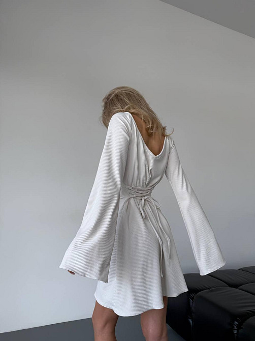 Жіноча романтична тепла міні-сукня з ангори-рубчик Одеса - фото 2