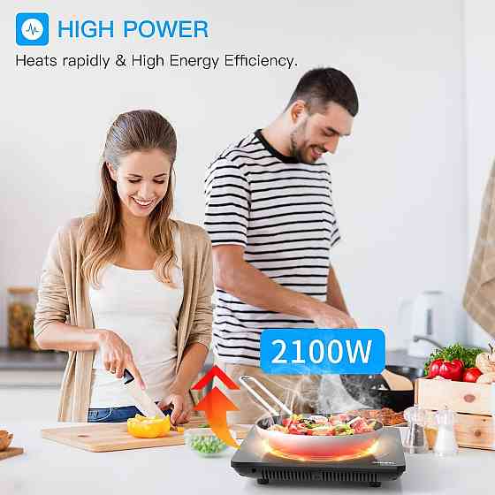 Индукционная плита IsEasy Hob 2100W Черная 9 уровней сенсорная LED портативная 1 конфорка Киев