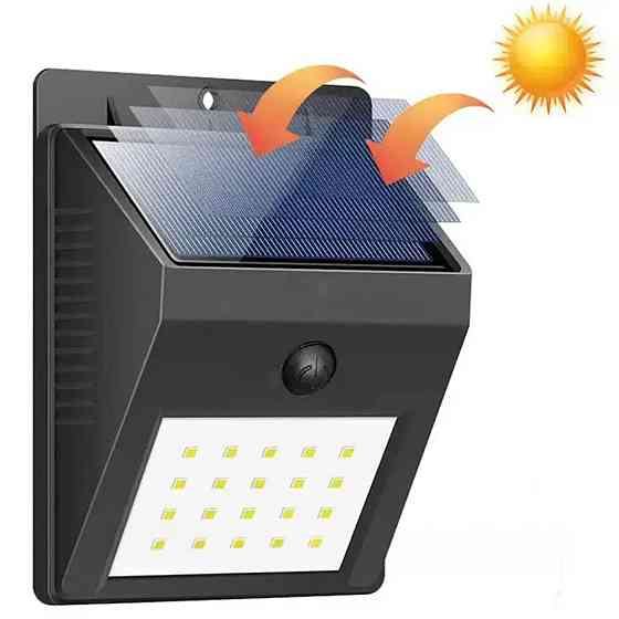 Вуличний ліхтар на сонячній батареї, 20LED / Світлодіодний настінний світильник / Фасадний прожектор Київ