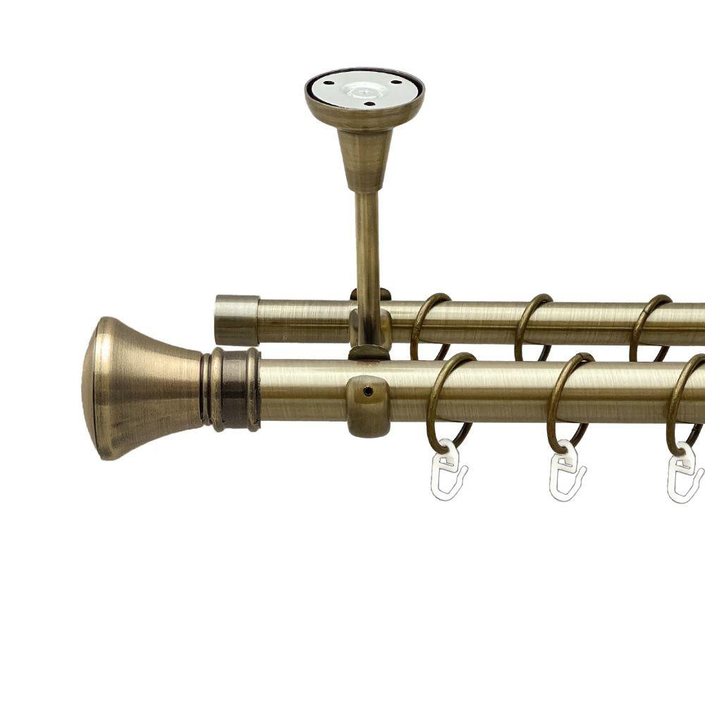 Карниз Orvit Люксор металевий дворядний відкритий до стелі гладка труба кільце металеве Антик 25\19 мм 300 см (00-00018635) Львів - фото 1