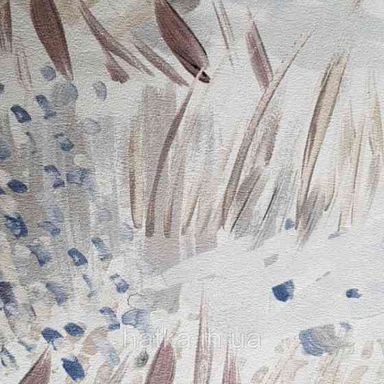 Шпалери вінілові Decoprint Breeze абстракція квіти листя мазками акварель коричневі сірі сині 0.53х10 м Київ