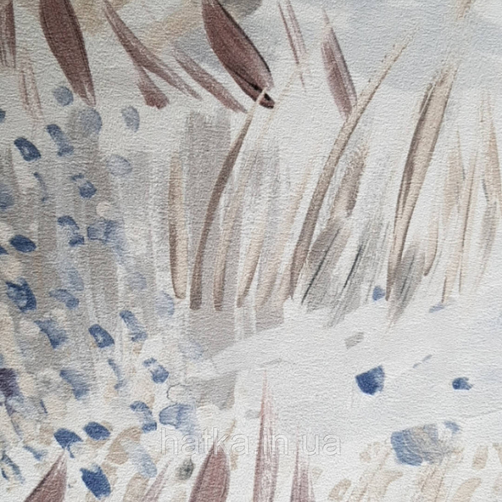 Шпалери вінілові Decoprint Breeze абстракція квіти листя мазками акварель коричневі сірі сині 0.53х10 м Київ - фото 3
