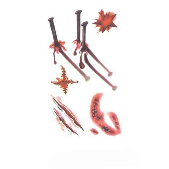 Тату наклейки для Хелловіну Цвяхи та рани 10 на 6 см червоно-чорний Київ