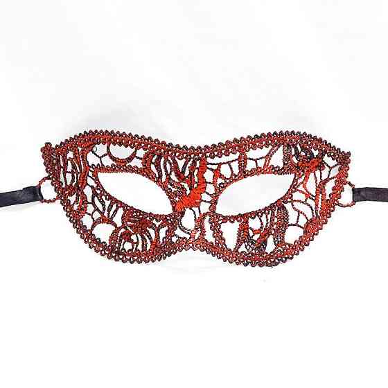 Маска із мережива маскарадна на зав`язках 23 на 8 см червоний Київ
