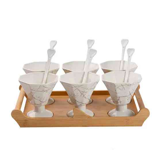 Yiwu Набір із 6 креманок 200 мл, порцеляна білий HP-1220 Киев