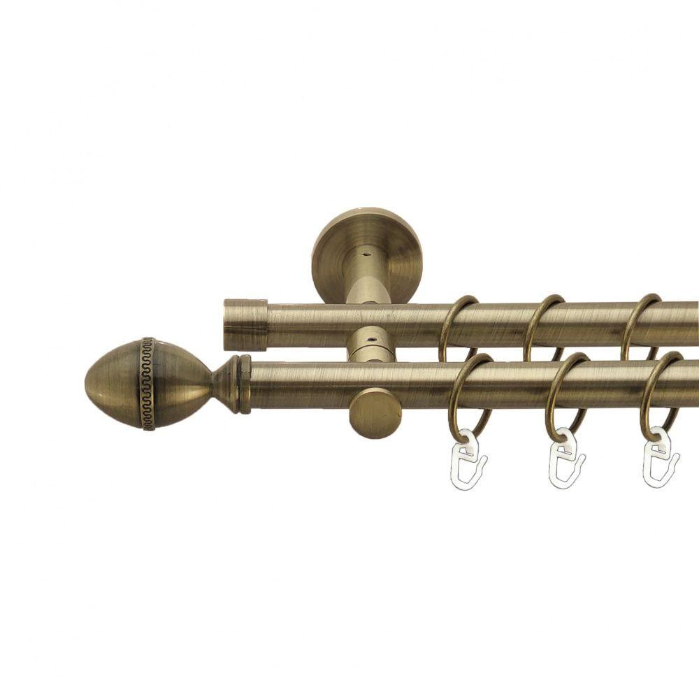 Карниз Orvit Фарже металевий дворядний реверсивний гладка труба кільце металеве Антик 19\19 мм 160 см Львов - изображение 1