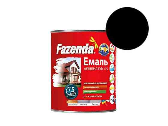 Емаль алкідна ПФ-115 Чорний 0,9кг ТМ FAZENDA Київ