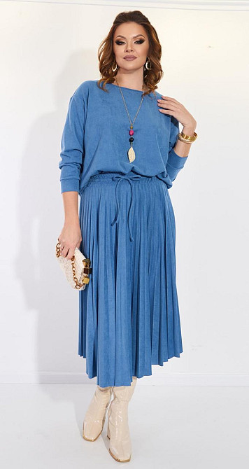 Замшевий костюм зі спідницею плісе (52) Київ - фото 6