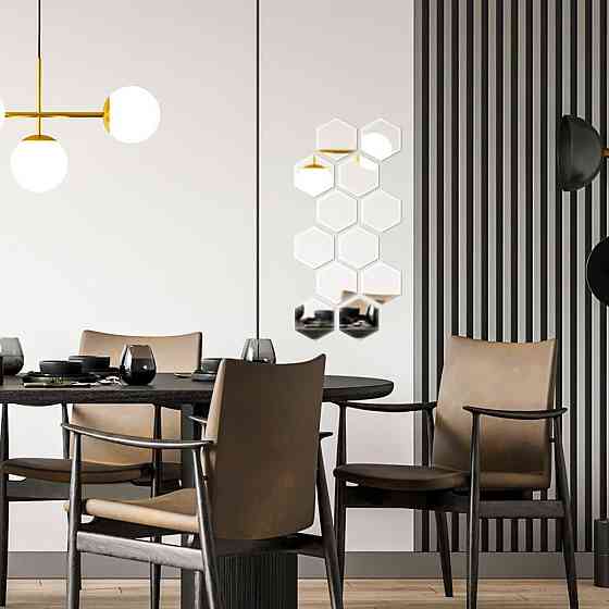 Зеркальный декор акриловый самоклеющийся 125*105мм серебро,12шт (D) SW-00002513 Днепр