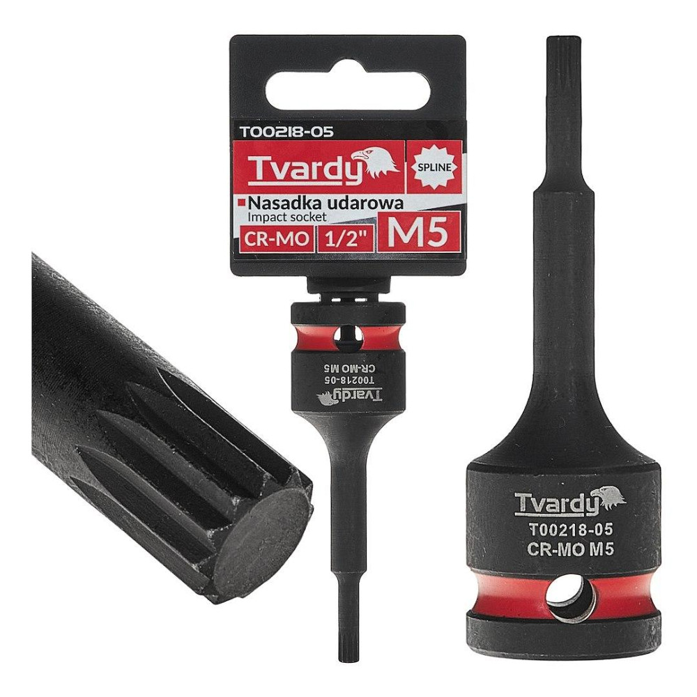 Головка ударна "Tvardy" з хром-молібденової сталі (Cr-Mo)  1/2"  Spline M5  довжиною  77мм Киев - изображение 2