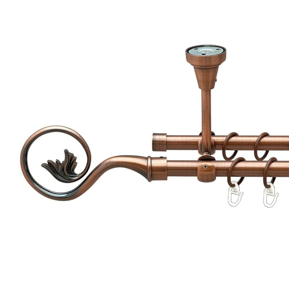 Карниз Orvit Ніка металевий дворядний відкритий до стелі гладка труба кільце металеве Мідь 16\16 мм 200 см (00-00020171) Львів - фото 1