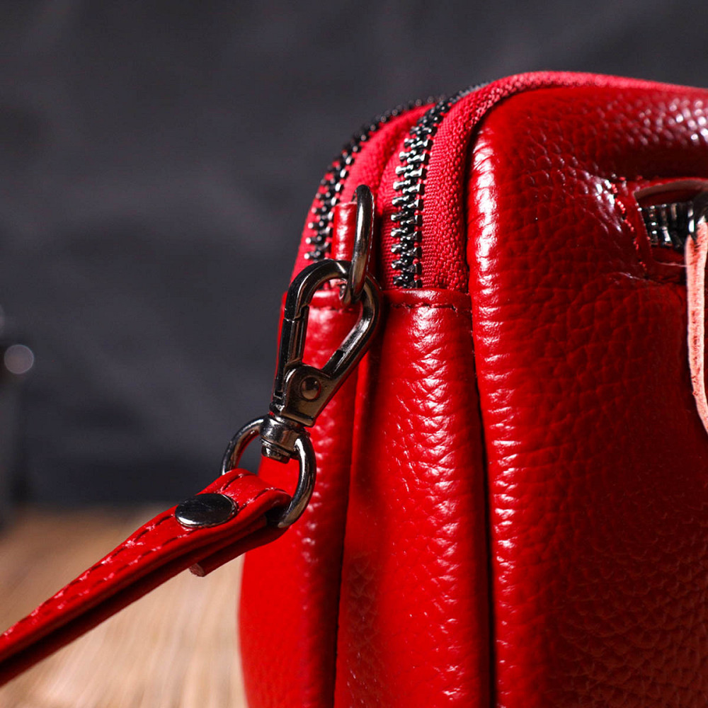Яскрава сумка-клатч у стильному дизайні з натуральної шкіри 22125 Vintage Червона Київ - фото 8