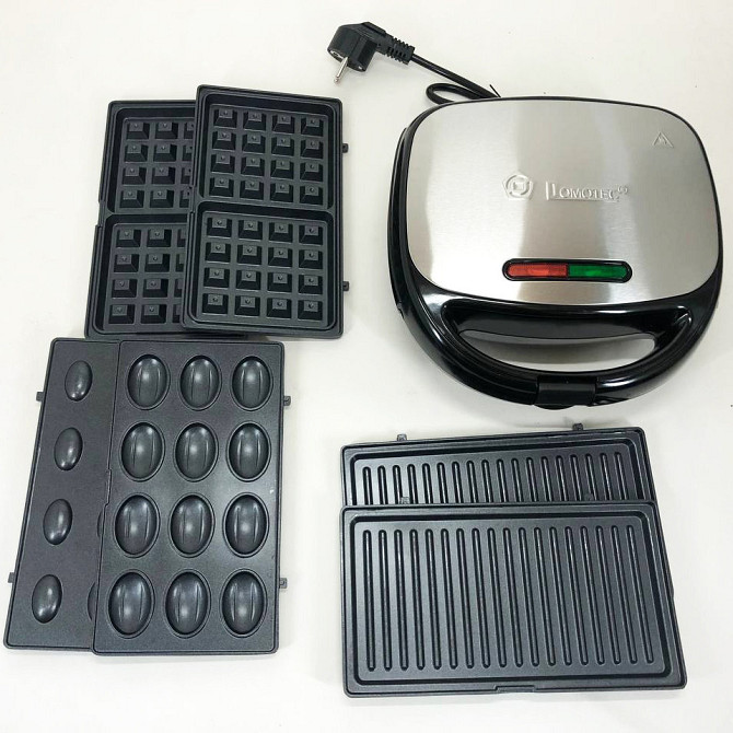 Барбекю електричний для стейків та м'яса Domotec MS-7704 1000 W, Сендвічниця вафельниця гриль 4 US-347 в 1 Київ - фото 6