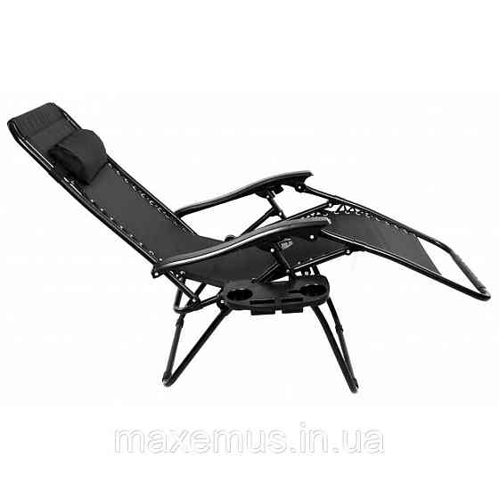 Шезлонг лежак раскладной прочный садовое кресло Bonro SP-167A для сада и дома отдыха на природе черный Мостиска
