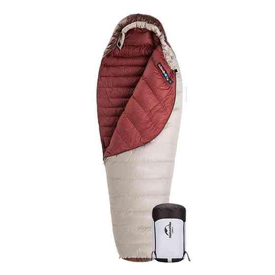 Спальний мішок з натуральним пухом Naturehike Snowbird NH20YD001 (розмір L) 380 г Коричневий Вінниця