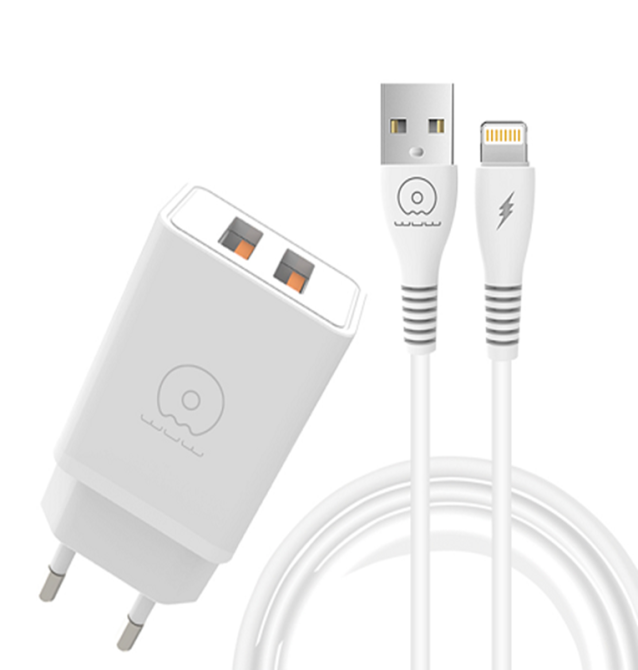 Сетевое зарядное устройство с кабелем WUW-T55 2USB/3.1A set IP Одесса - изображение 1