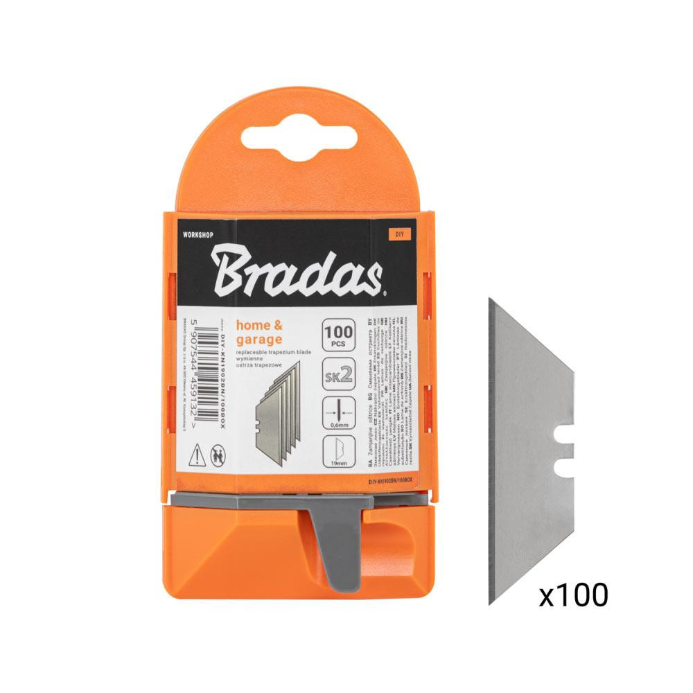 Змінні трапецієподібні леза 19 мм NEUTRAL в пластиковому магазині з подачею, 100 шт., DIY-KN1902BN/100BOX Київ - фото 1