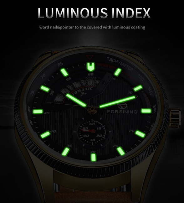 Чоловічий механічний наручний годинник Forsining GMT1218-2 Original коричневий ( 29951 ) Харків - фото 2