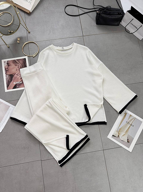 Женский базовый теплый костюм двойка качественная турецкая ангора double Молочный, 46/48 Одесса - изображение 3