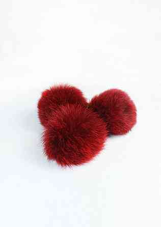 Помпон на шапку з натурального хутра кролика Червоний 7-8см Харків