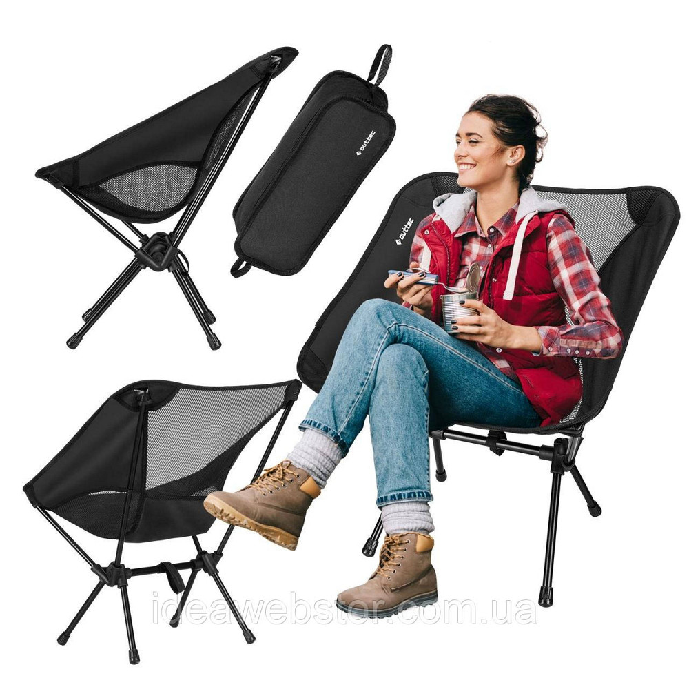 Кресло туристическое ультралегкое раскладное Outtec Moon Chair Light с чехлом черный Киев - изображение 2