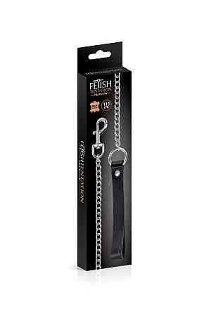 Поводок Fetish Tentation Premium Metal leash with cowhide leather wrist 115 см Sex Aura Київ