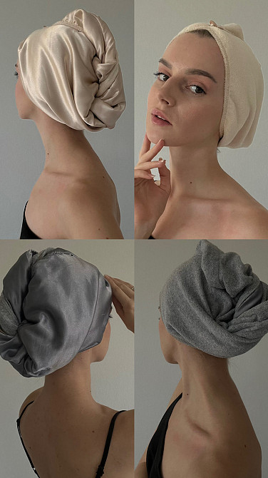 LUM Шовковий двосторонній рушник-тюрбан колір Білий Дніпро - фото 2