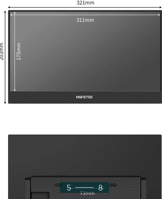 Монитор Портативный: 4K 3840*2160p UHD , ADS -IDS (100%DSI- P3) 14