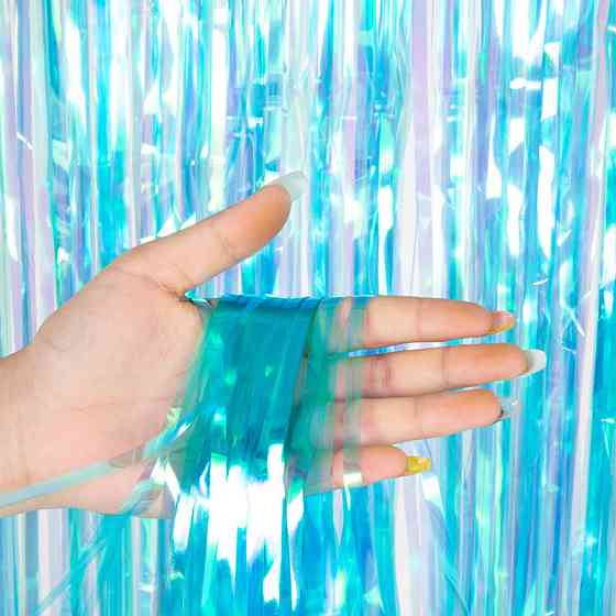 Шторка із фольги 2 м на 1 м перламутрово-блакитний Київ