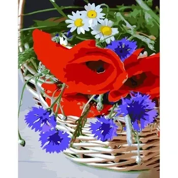 Набір для розпису по номерах Маки у кошику Strateg розміром 40х50 см (GS1481), шт Київ - фото 1