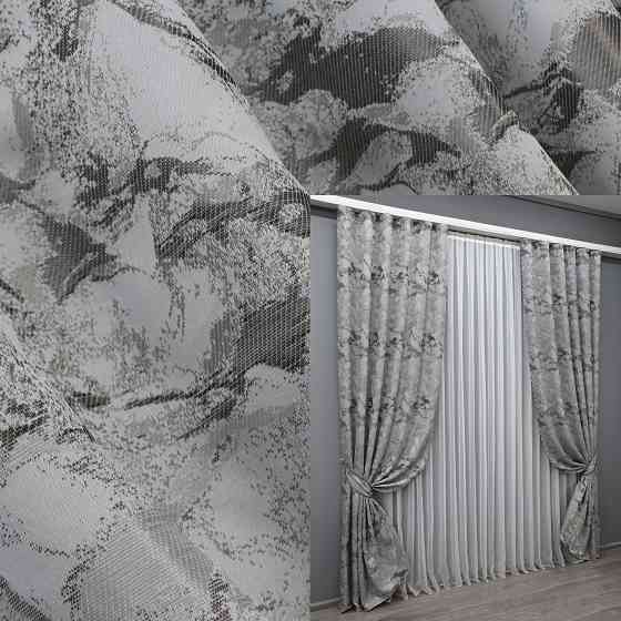 Комплект готовых штор VR-Textil Жаккард Мрамор Al3 № 1597ш Светло-серый с венге 145х270 см 2 шт (33-0460) Киев