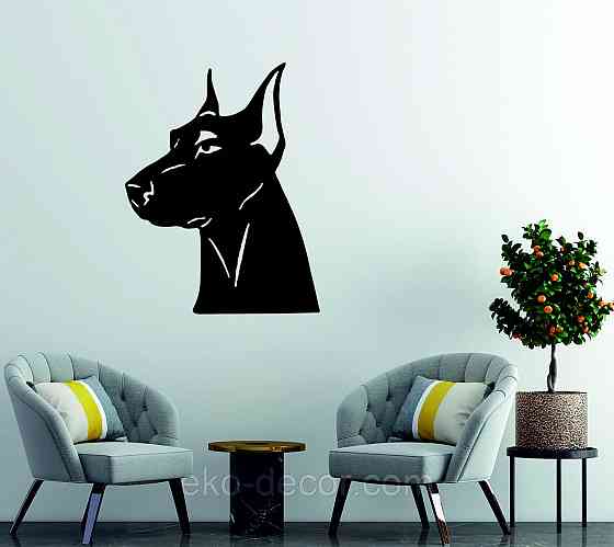 Декоративне настінне Панно «Доберман», Декор на стіну 90*64 см, Чорний Київ
