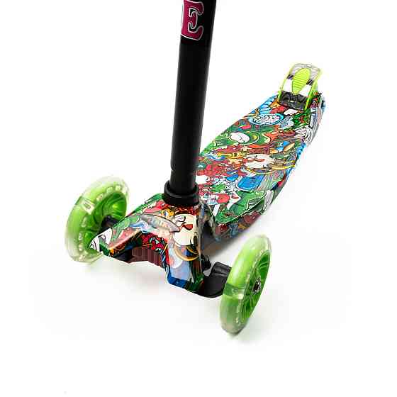 Самокат детский трехколесный iTrike MAXI JR 3-055-1-WP2 со светящимися колесами, руль регулируется, Зеленый Каменец-Подольский